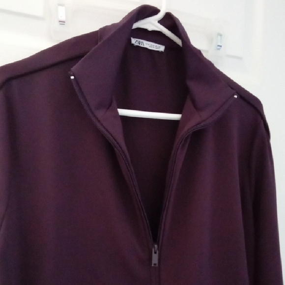 Zara Active Women's Plum Funnel Neck Long Sleeve Zip Up Jacket Small Oversized - Picture 8 of 12